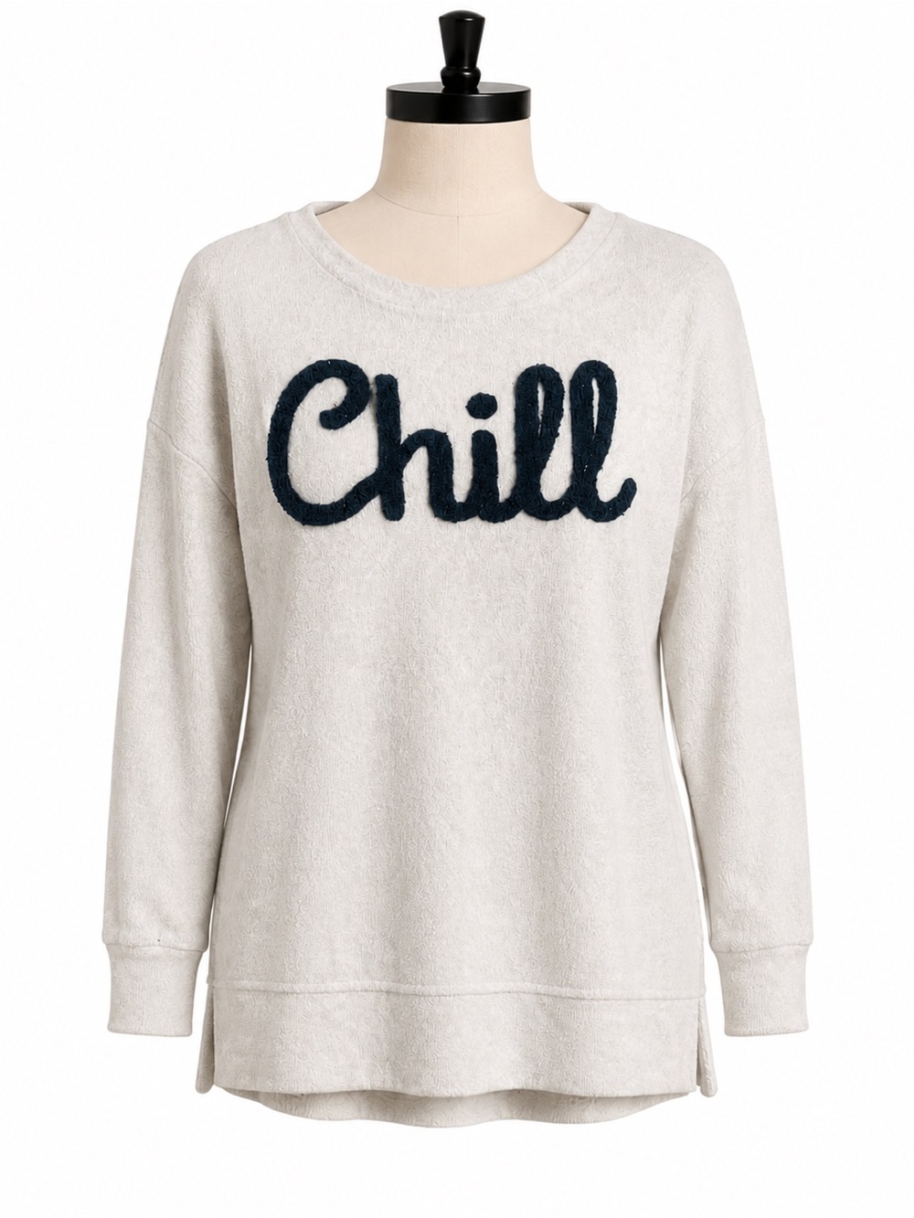 Royce Brand Chill Plush Graphic Pullover Sweatshirt Medium Ivory Soft Cozy